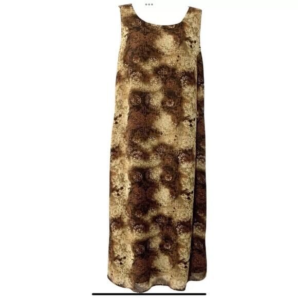 Studio I Maxi Dress Womens 14P Brown Sleeveless Lined Vintage 90s Y2K - Picture 1 of 11